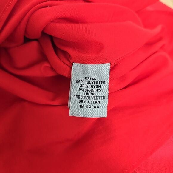 Eliza J‎ Women’s Round Neck Long Sleeve Mini Sheath Dress Size 10 Red Drop Waist - Picture 4 of 12